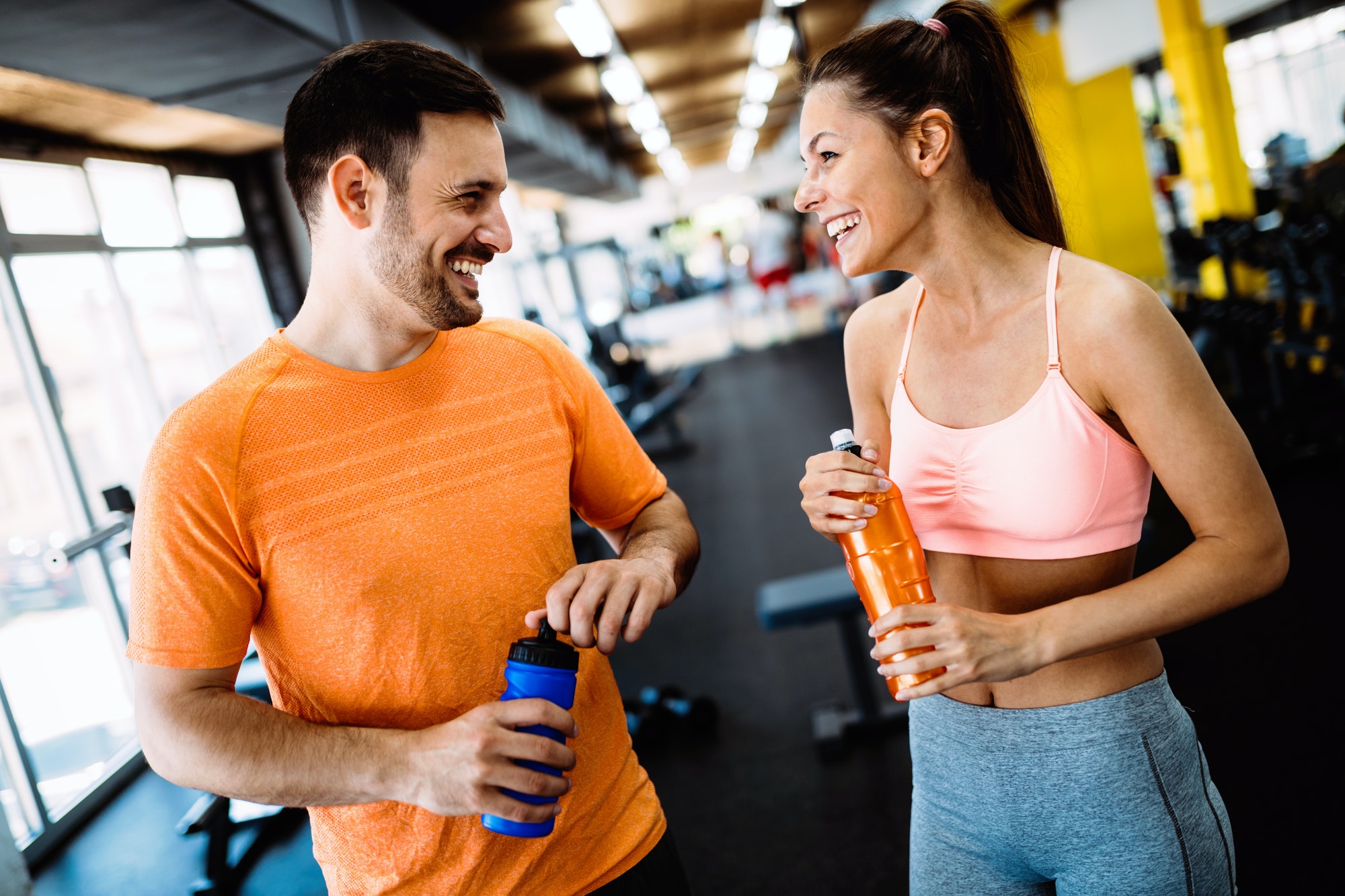 Happy couple in a health club